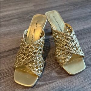 Stuart Weitzman Thea Metallic Leather Mules